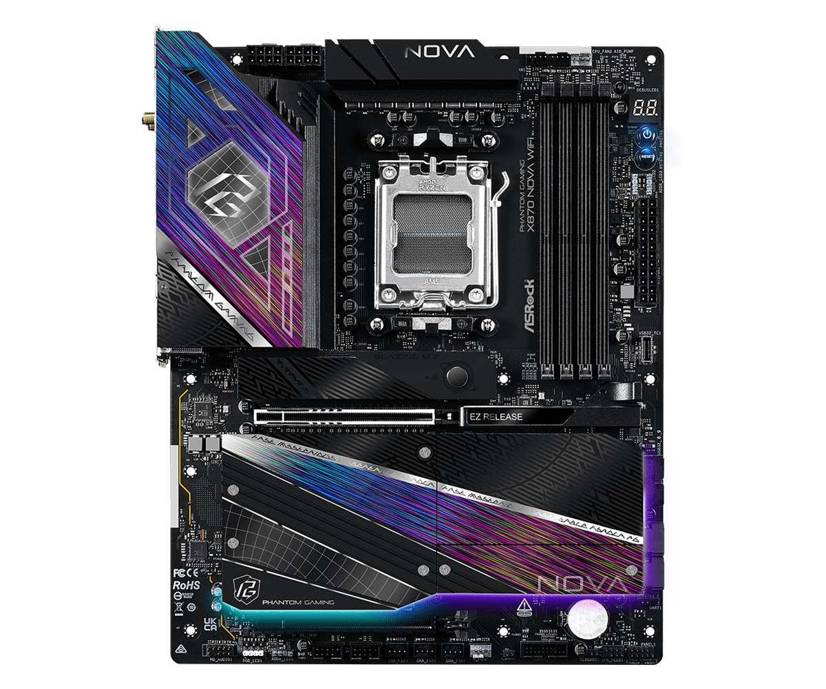 Asrock x870 nova wifi zadnji priključki hdmi usb4 wifi 7 5gbe lan