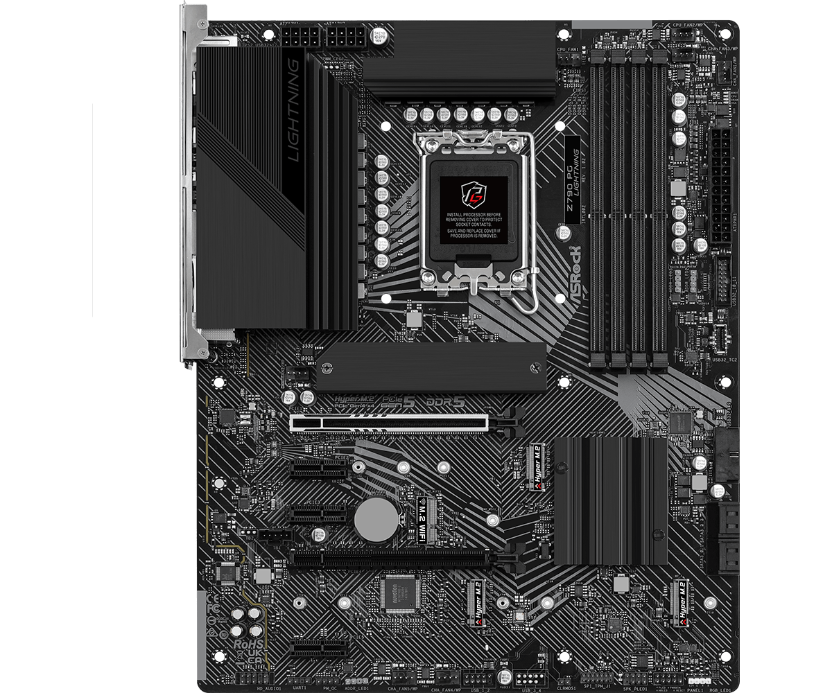 Asrock z790 pg lightning matična plošča pogled od spredaj