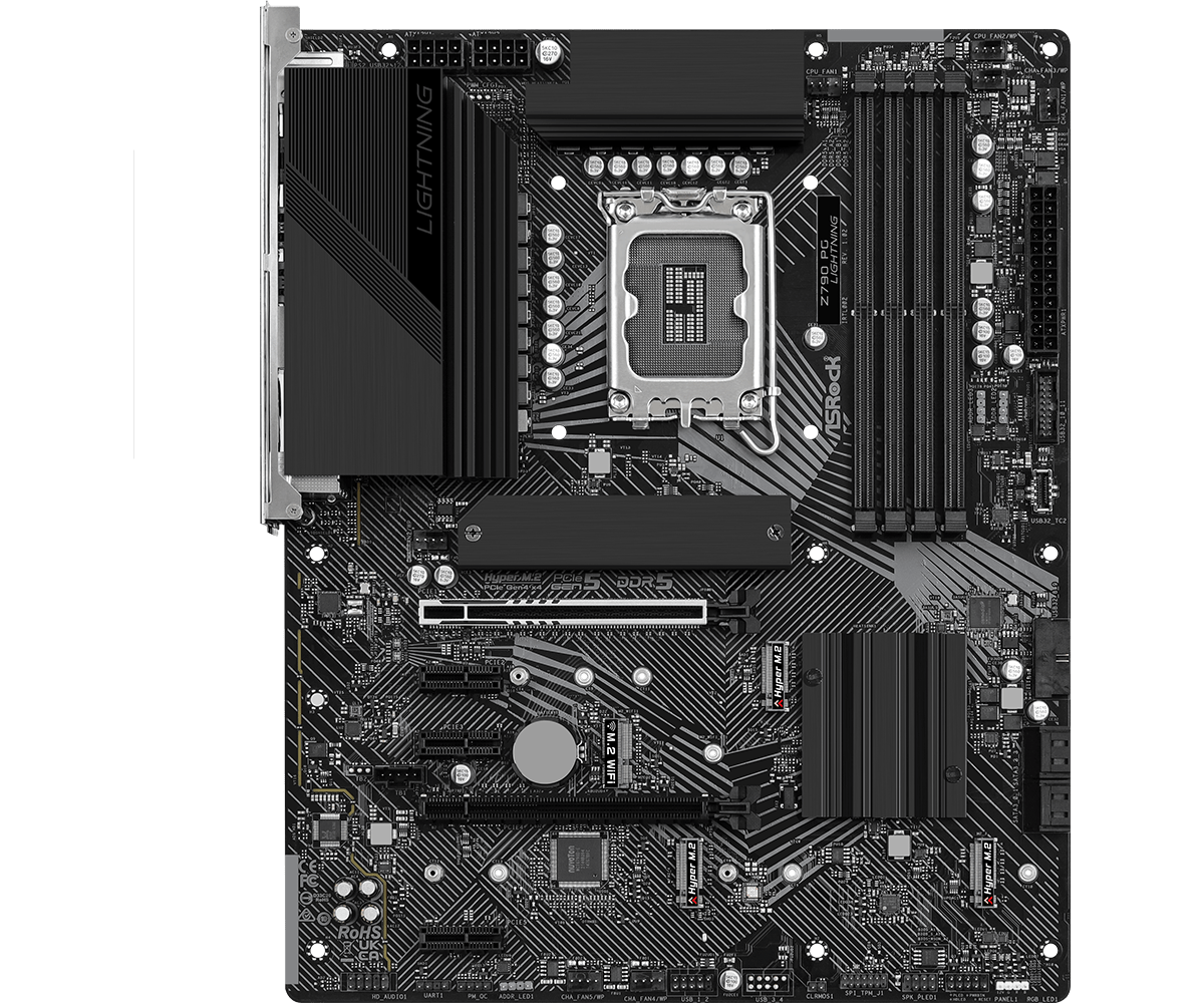 Asrock z790 pg lightning ddr5 reže pcie 5. 0 in m. 2 priključki