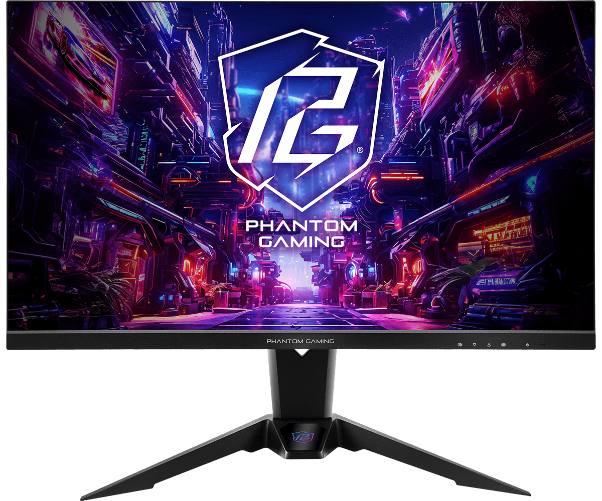 Asrock phantom gaming pg27qfw2a 27-palčni qhd 400hz gaming monitor sprednji pogled