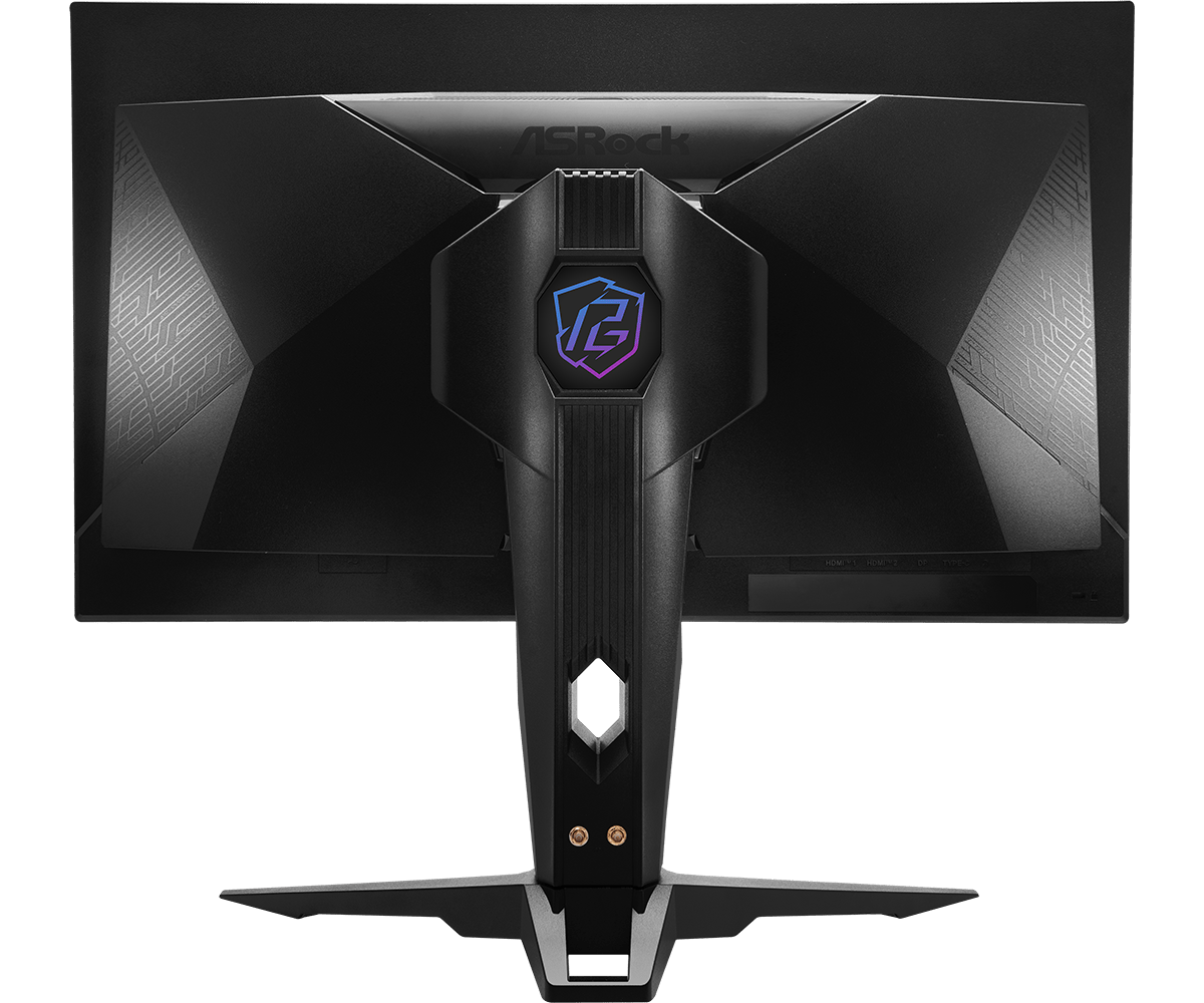 ASRock PGO27QFV vista posterior completa, VESA 100x100, monitor QHD 360Hz FreeSync