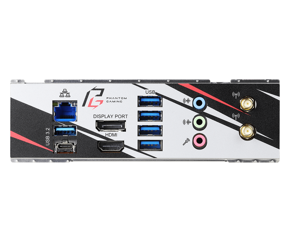 Painel traseiro da ASRock B550 Phantom Gaming-ITX/ax