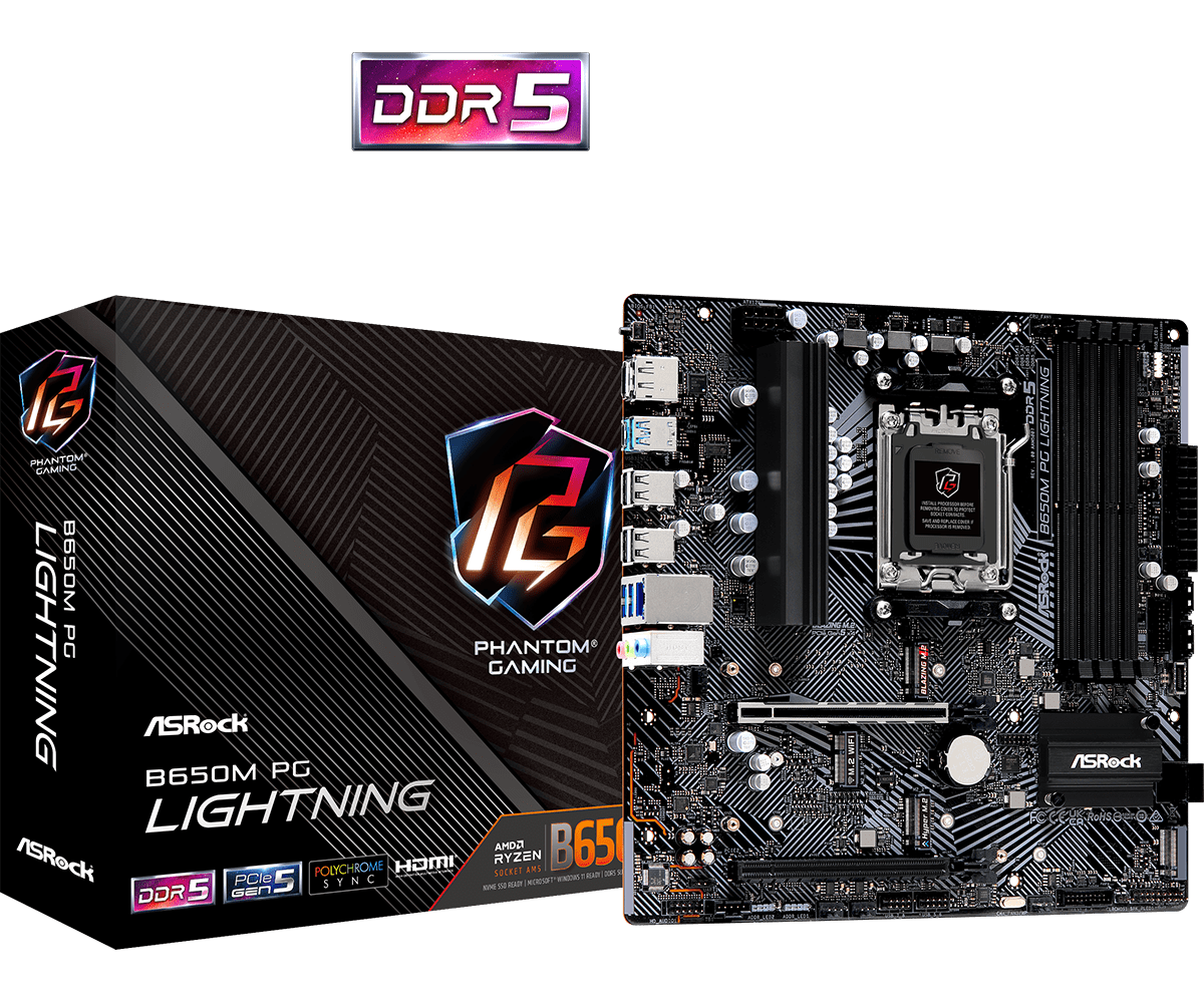 ASRock B650M PG Lightning com embalagem oficial