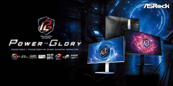 ASRock Launches Phantom Gaming PGO27QSA Series QD-OLED Gaming Monitors in Black and White