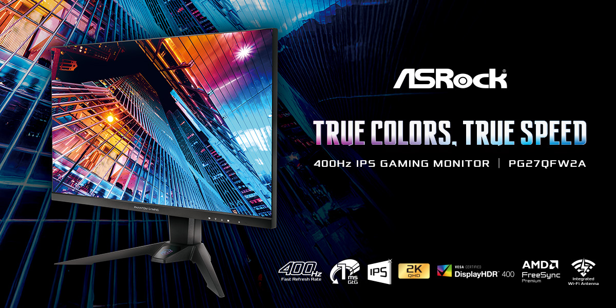 Not Just Fast, But Stunning — ASRock PG27QFW2A 400Hz IPS Gaming Monitor Debuts