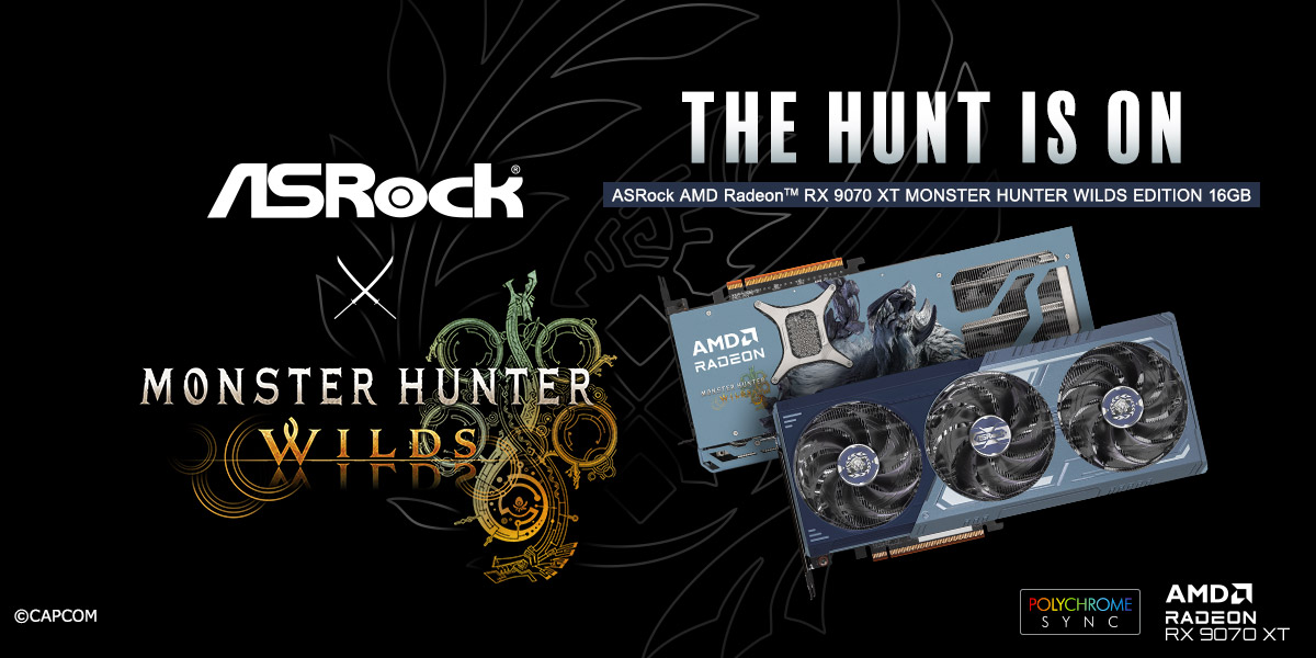 ASRock collaborates with Capcom to Launch the ASRock AMD Radeon™ RX 9070 XT MONSTER HUNTER WILDS EDITION 16GB Graphics Card