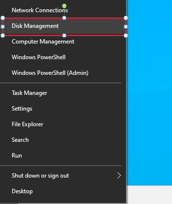 Right-click the Windows button on the desktop and select 