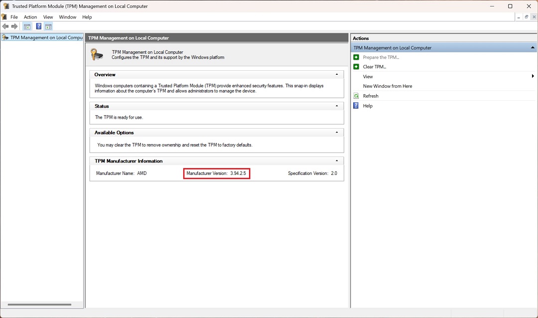 Update BIOS and AMD fTPM